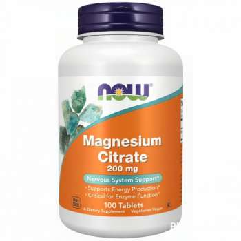 NOW Supplements, Magnesium Citrate 200 mg, Enzyme Function*, Nervous System Support* 100 Tablets