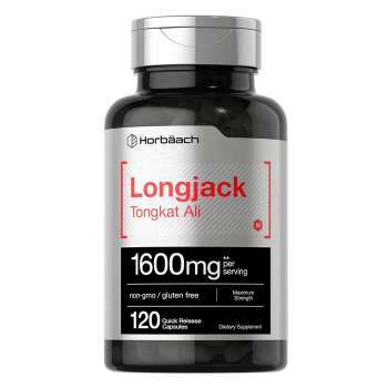 Horbaach Longjack Tongkat Ali 1600mg, Support male Vitality and Endurance, increase Stamina, Longifolia Root Extract Powder, Testosterone Formula, Non-GMO, Gluten Free, 120 Capsules, USA