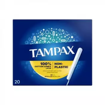 Tampax Non-Plastic 100% Cotton Comfy Layer Regular Tampons | 20pcs