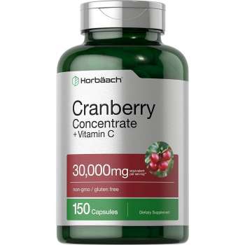 Horbaach Cranberry and Vitamin C  30,000mg, 120 Capsules | USA Made