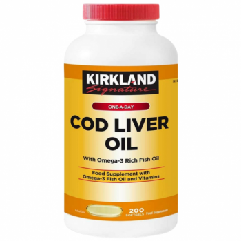 Kirkland Signature Cod Liver Oil + Omega 3 (1150mg) – 200 Softgels | USA