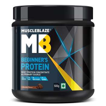 MuscleBlaze Beginner's Whey Protein, No Added Sugar, Faster Muscle Recovery & Improved Strength (Chocolate, 500gram), India