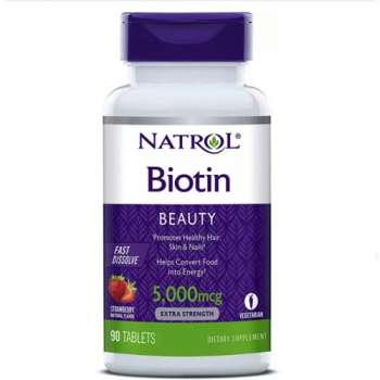 Natrol Biotin Beauty Tablets, Promotes Healthy Hair, Skin & Nails, Helps Support Energy Metabolism, Helps Convert Food Into Energy, 5,000mcg, 90Count - USA