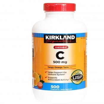 Kirkland Vitamin C (500 mg) Tangy Orange, Chewable 500 Tablets