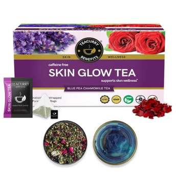 TEACURRY Skin Glow Tea | Blue Pea Chamomile | 30 Tea Pouch | Skin Nourishment | Hydration & Detoxification | Herbal TeaTEACURRY Skin Glow Tea (1 Month Pack | 30 Tea Bags) - Help In Skin Shine