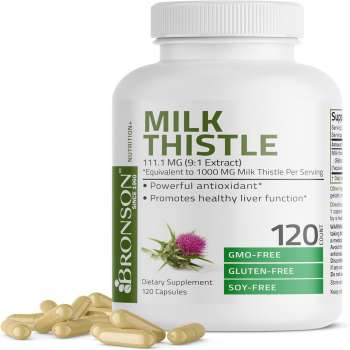 Milk Thistle 1000mg Silymarin Marianum & Dandelion Root, Liver Health Support, Antioxidant, 120 Capsules, USA