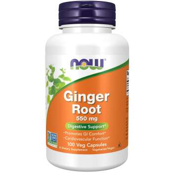 NOW Foods Ginger Root 550 mg, 100 Veg Capsules | USA Made