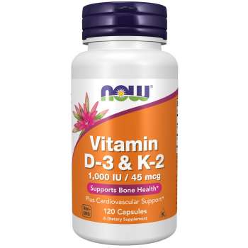 NOW Supplements Vitamin D-3 & K-2 120 Veg Capsules | USA Made