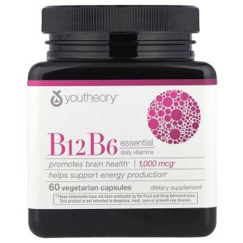 Youtheory B12B6 1000 mg, 60 Vegetarian Capsules | USA