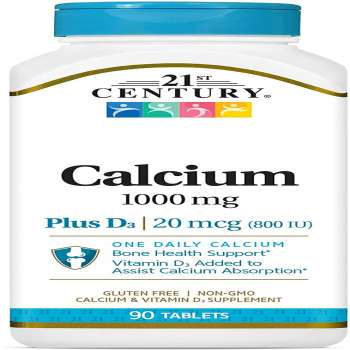 21st Century Calcium Plus D Tablets, 1000 mg, 90 Count