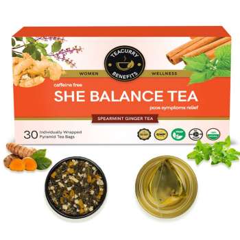 TEACURRY Pcos Tea (1 Month Pack,30 Tea Bags) |Helps With Hormone,Period & Weight |Pcos Pcod Tea|She Balance Tea, India