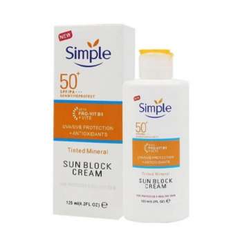 Simple Tinted Mineral Sun Block Cream | SPF50+ | PA+++ | 125ml