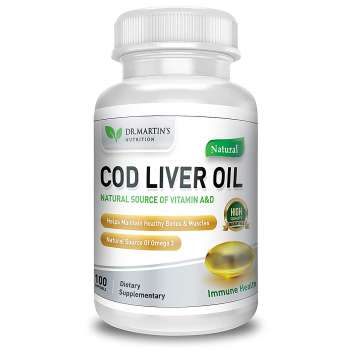 Dr. Martin’s COD LIVER OIL Natural Source Of Omega 3, Triple Strength  Best Immune Health, Healthy Bones & Muscles - USA
