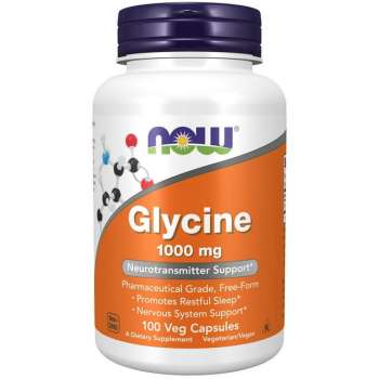 NOW Foods Glycine 1,000 mg, 100 Veg Capsules | USA