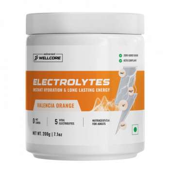 KETOFY Wellcore Electrolytes, Valenca Orange, 200g | Sugar Free | Imported