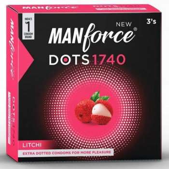 Manforce 1740 Dots Litchi Flavor Condom 3's Pack