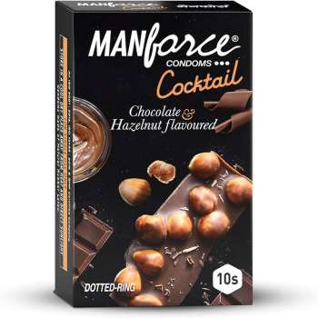Manforce Cocktail Dotted-Ring Chocolate & Hazelnut Flavored Condom 10pcs