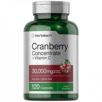 Horbaach Cranberry and Vitamin C  30,000mg, 120 Capsules | USA Made