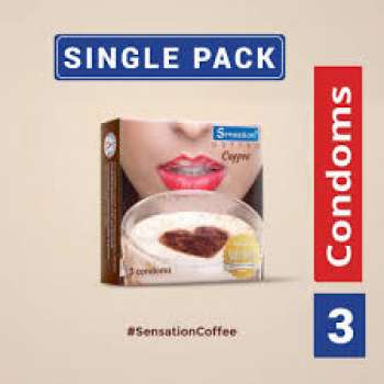 Sensation Dotted Condom, 3pcs-Coffee Flavor
