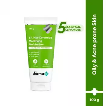 The Derma Co 5% Nia-Ceramide Mattifying Moisturizer | Oily & Acne Prone Skin | 100g