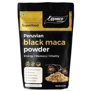 Essence Nutrition Original Black Maca Root Powder (150gm) - Pure & Effective Maca for Workout, Stamina & Strength | Imported from Peru - Use as a Maca Coffee For Men, India