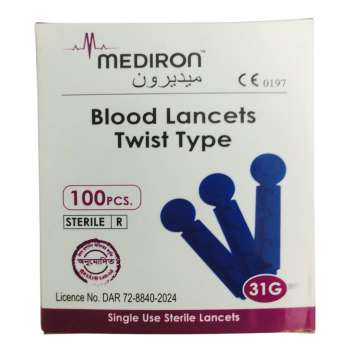 MEDIRON Sterile Blood Lancets Twist Type [1Box=100 Pcs]