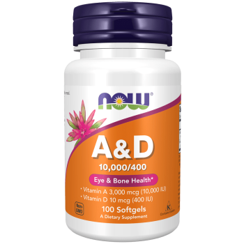 Now Foods Vitamin A & D 10,000/400 IU, 100 Softgels | USA