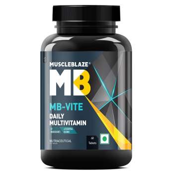 MuscleBlaze MB-Vite Daily Multivitamin with 51 Ingredients and 6 Essential Blends, 100% RDA of Immunity Boosters, for Enhanced Energy, Strength & Recovery, 60 Multivitamin Tablets, India