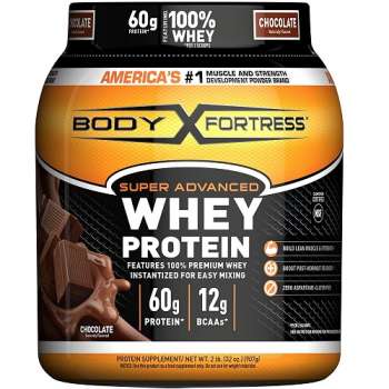 Body Fortress Super Advanced Whey Protein Powder, Chocolate Flavored, Gluten Free, 907 gram, Made in USA