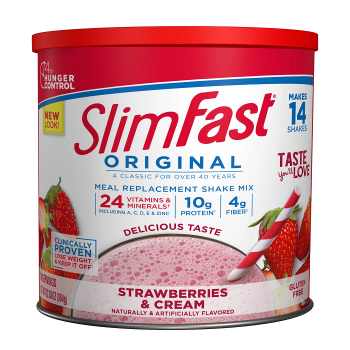 SlimFast Meal Replacement Powder Strawberries & Cream, Weight Loss ShakeMix, 10g of Protein, 14 Servings, 364 gram, USA