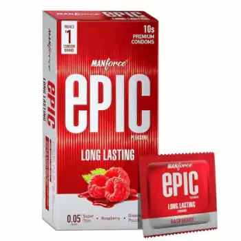 Manforce Epic Pleasure Super Thin 0.05mm Long Lasting Raspberry Condom 10pcs