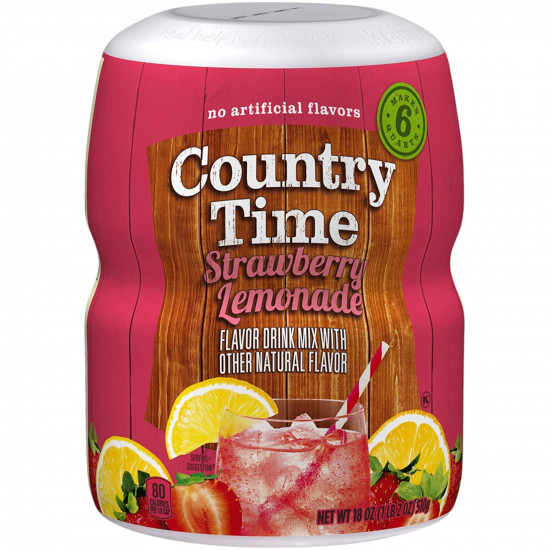Country Time Strawberry Lemonade Naturally Flavored Powdered Drink Mix 510g Container