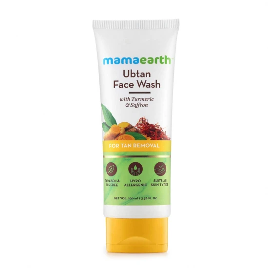 Mamaearth Ubtan Facewash with Turmeric and Saffron, Tan Removal 100ml