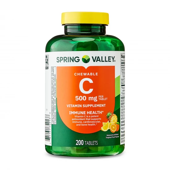 Spring Valley Vitamin C 500mg | Tropical Fruit Flavors | 200 Tablets