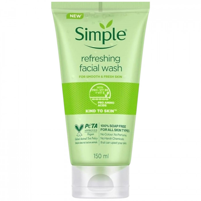 Simple Kind to Skin Refreshing Facial Wash with Vitamin B5+E - 150ml