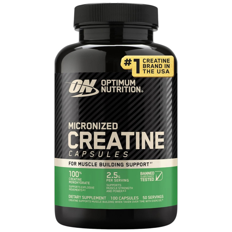 Optimum Nutrition Micronized Creatine Monohydrate 100 Capsules | USA