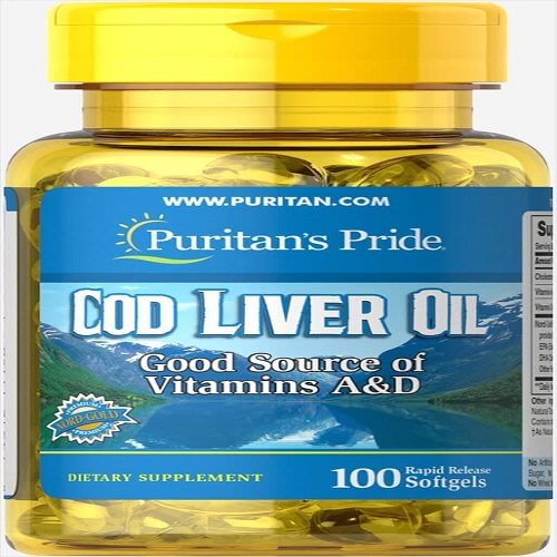 Puritan's Pride Cod Liver Oil 415 mg100 Softgels, supports Cardiovascular health, Vitamin A & D