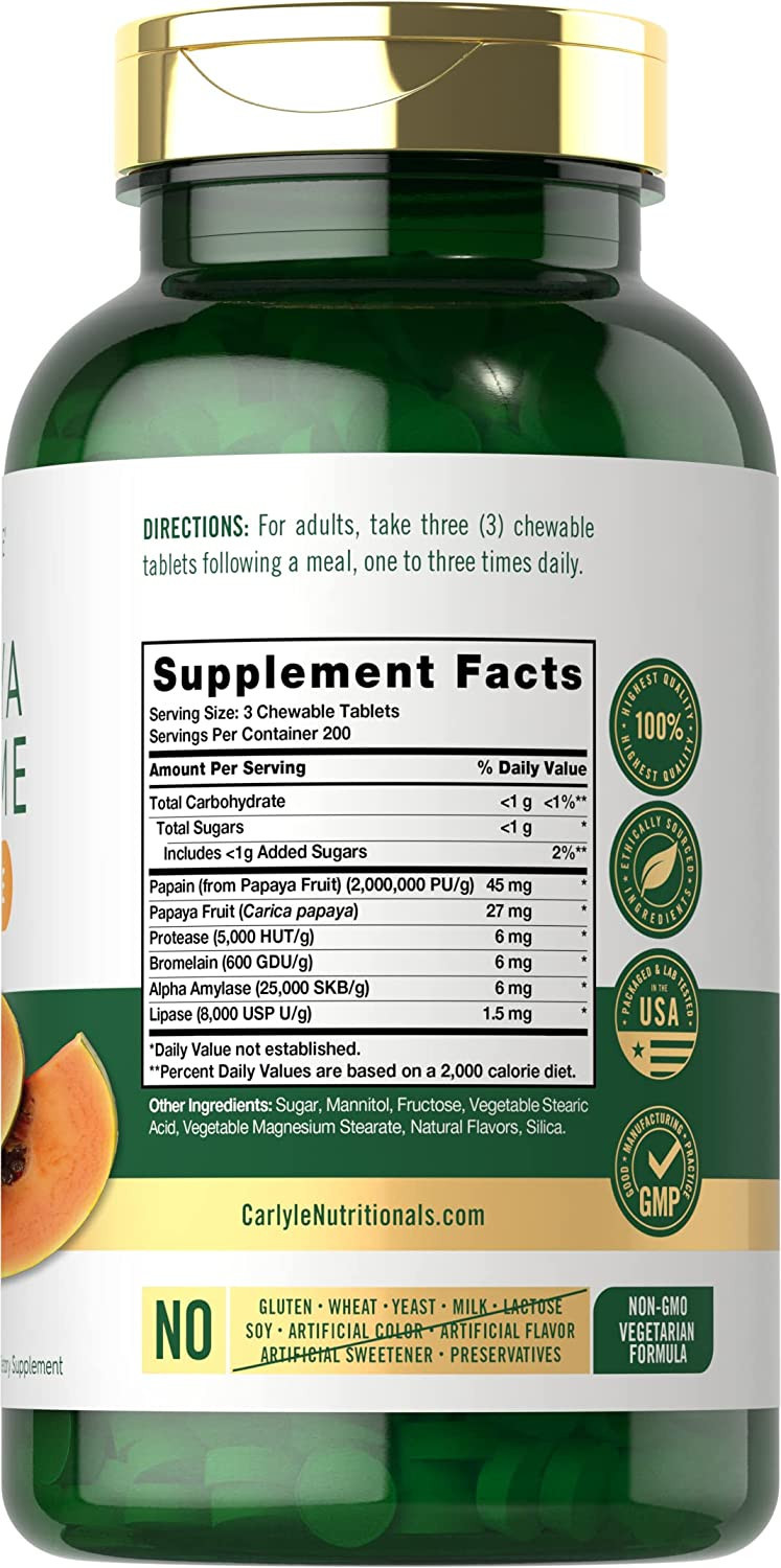 Carlyle Papaya Enzyme Chewable 300 Tablets Tropical Flavor - Buy Online in Bangladesh | ePharma