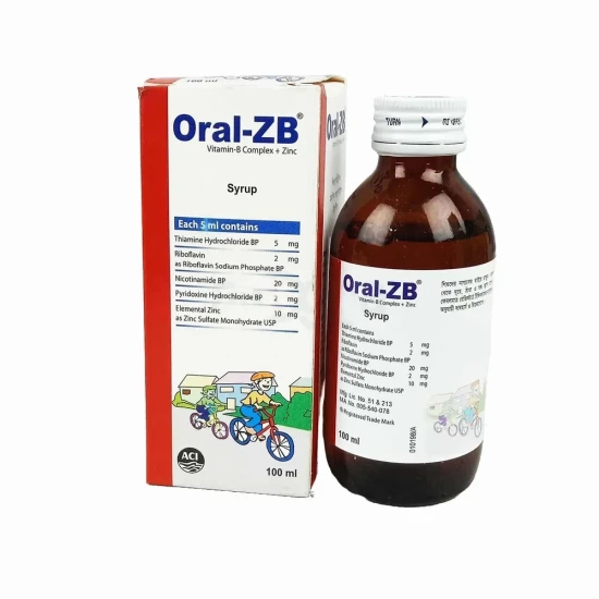Oral ZB | Vitamin B-complex + Zinc Syrup | 100ml Bottle