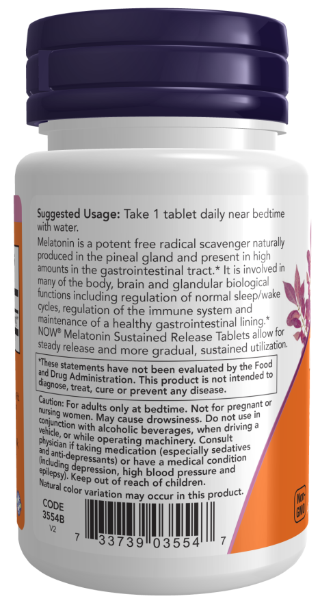 Now Melatonin 5mg Sustained Release Tablets, Healthy Sleep Cycle, Gastrointestinal Support 120 count - Buy Online in Bangladesh | ePharma