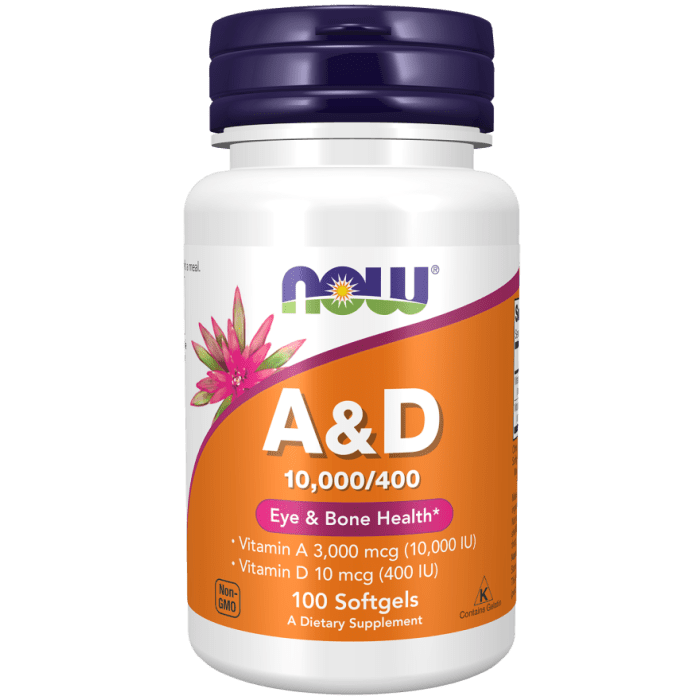 Now Foods Vitamin A & D 10,000/400 IU, 100 Softgels | USA