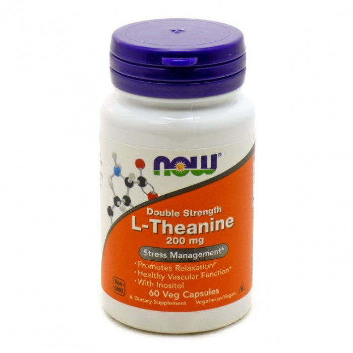 NOW Food L-Theanine 200 mg 60 Veg Capsules | USA