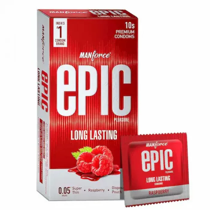 Manforce Epic Pleasure Super Thin 0.5mm Long Lasting Raspberry Condom 10pcs